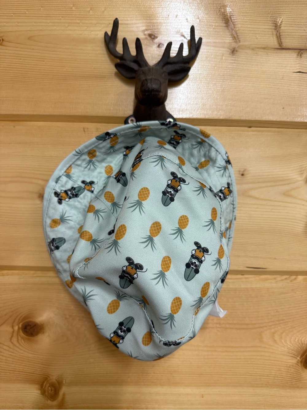 Kids Pineapple & Scooter Print Sun Hat - Light Mint